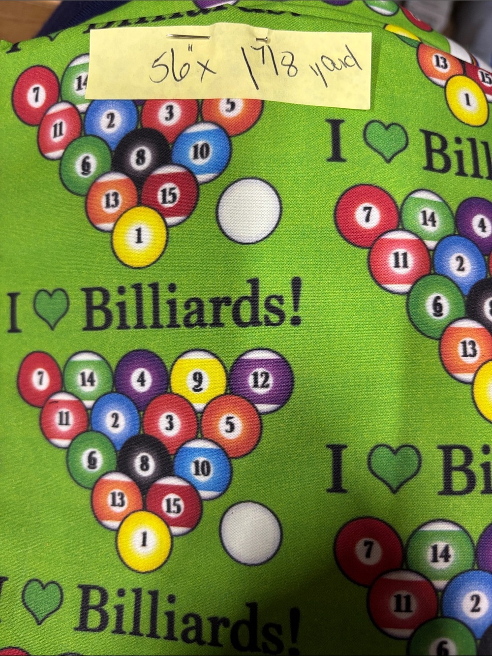 Party-themed fabric with billiards print